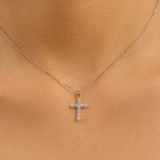 Round Diamond   Cross Pendant Necklace in White Gold (MD250343)