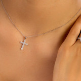 Round Diamond   Cross Pendant Necklace in White Gold (MD250343)