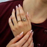 Marquise Lab Created Diamond  Vintage Evil Eye Motif Cocktail Ring in Yellow Gold (MD250261) Marquise Lab Created Diamond  Vintage Evil Eye Motif Cocktail Ring in Yellow Gold (MD250261)