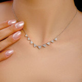 Round Lab Created Diamond  Cluster Multi-Heart Necklace in White Gold (MD250302)
