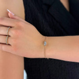 Marquise Lab Created Diamond  Bezel Set Solitaire Chain Bracelet in Yellow Gold (MD250329) Marquise Lab Created Diamond  Bezel Set Solitaire Chain Bracelet in Yellow Gold (MD250329)