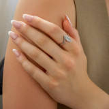 Marquise Lab Created Diamond  Offset Chevron Bezel Set Cocktail Ring in White Gold (MD250246) Marquise Lab Created Diamond  Offset Chevron Bezel Set Cocktail Ring in White Gold (MD250246)