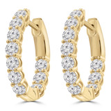 Round Lab Created Diamond  Inside Outside Shared-prong Huggie Earrings in Yellow Gold (MD250306) Round Lab Created Diamond  Inside Outside Shared-prong Huggie Earrings in Yellow Gold (MD250306)