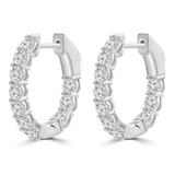 Round Lab Created Diamond  Shared-prong Inside Outside Hoop Huggie Earrings in White Gold (MD250386) Round Lab Created Diamond  Shared-prong Inside Outside Hoop Huggie Earrings in White Gold (MD250386)