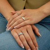 Emerald Lab Created Diamond  Graduated Five-Stone Anniversary Wedding Band Ring in White Gold (MD250248)