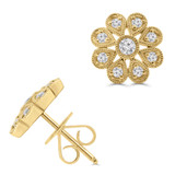 Round Diamond Vintage Cluster Floral Stud Earrings in Yellow Gold (MD250378) Round Diamond Vintage Cluster Floral Stud Earrings in Yellow Gold (MD250378)
