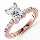 Radiant Lab Created Diamond Hidden Halo Solitaire with Accents Engagement Ring in Rose Gold (MD250182) Radiant Lab Created Diamond Hidden Halo Solitaire with Accents Engagement Ring in Rose Gold (MD250182)