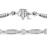 Round Diamond Bar & Bezel Set Link Bracelet in White Gold (MD230234) Round Diamond Bar & Bezel Set Link Bracelet in White Gold (MD230234)