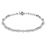 Round Diamond Bar & Bezel Set Link Bracelet in White Gold (MD230234)