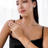 Round Diamond Bar & Bezel Set Link Bracelet in White Gold (MD230234)