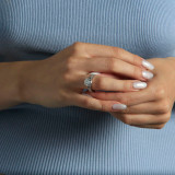 Round Diamond 2-Row Split-Shank Cathedral Solitaire with Accents Engagement Ring in White Gold (MD220319)