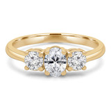 Oval Lab Created Diamond  Three-Stone Engagement Ring in Yellow Gold (MD250016)
