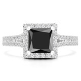 Princess Black Diamond Two-row Princess Halo Engagement Ring in White Gold (MD240245) Princess Black Diamond Two-row Princess Halo Engagement Ring in White Gold (MD240245)