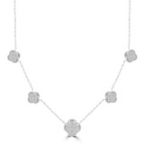 Round Diamond Clover Cluster Halo Necklace in White Gold (MD210268) Round Diamond Clover Cluster Halo Necklace in White Gold (MD210268)