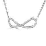 Round Diamond Twisted Bar Necklace in White Gold (MD190302)