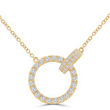 Round Diamond Circle Necklace in Yellow Gold (MD250367)