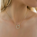 Round Diamond Circle Necklace in Yellow Gold (MD250367)