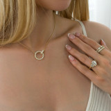 Round Diamond Circle Necklace in Yellow Gold (MD250367)