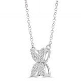 Round Diamond Pave Floral Flower Necklace in White Gold (MD250339)
