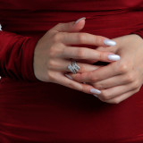 Baguette Diamond Bypass Cocktail Ring in White Gold (MD190283) Baguette Diamond Bypass Cocktail Ring in White Gold (MD190283)