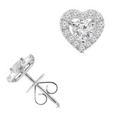 Round Diamond Heart Halo Stud Earrings in White Gold (MD250381)