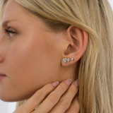 Round Diamond Heart Halo Stud Earrings in White Gold (MD250381)