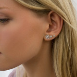 Round Diamond Clover Floral Stud Earrings in White Gold (MD250380)