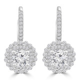 Round Diamond Double Halo Drop/Dangle Earrings in White Gold (MD230151) Round Diamond Double Halo Drop/Dangle Earrings in White Gold (MD230151)