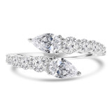 Pear Lab Created Diamond  Dual Center Open Bypass Cocktail Ring in White Gold (MD250249) Pear Lab Created Diamond  Dual Center Open Bypass Cocktail Ring in White Gold (MD250249)