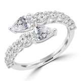 Pear Lab Created Diamond  Dual Center Open Bypass Cocktail Ring in White Gold (MD250249) Pear Lab Created Diamond  Dual Center Open Bypass Cocktail Ring in White Gold (MD250249)