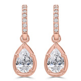 Pear Lab Created Diamond  Huggie Drop/Dangle Earrings in Rose Gold (MD250305) Pear Lab Created Diamond  Huggie Drop/Dangle Earrings in Rose Gold (MD250305)