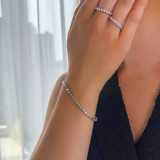 Emerald Lab Created Diamond  Bezel set Tennis Bracelet in White Gold (MD250323) Emerald Lab Created Diamond  Bezel set Tennis Bracelet in White Gold (MD250323)