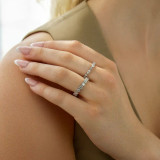 Round Lab Created Diamond  6-Prong Eternity Anniversary Wedding Band Ring in White Gold *Size 6.5 Only* (MD250247)