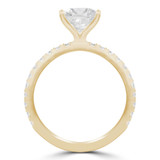 Cushion Diamond Solitaire with Accents Engagement Ring in Yellow Gold (MD240126)