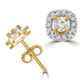 Round Diamond Halo Stud Earrings in Yellow Gold (MD210248) Round Diamond Halo Stud Earrings in Yellow Gold (MD210248)