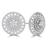 Round Diamond 6-Prong Double Floral Halo Stud Earrings in White Gold (MD230170)