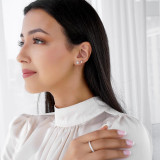 Round Diamond Halo Stud Earrings in White Gold (MD210258) Round Diamond Halo Stud Earrings in White Gold (MD210258)