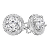 Round Lab Created Diamond  4-Prong Halo Stud Earrings in White Gold (MD230252) Round Lab Created Diamond  4-Prong Halo Stud Earrings in White Gold (MD230252)