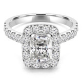 Radiant Diamond Cathedral Emerald Halo Engagement Ring in White Gold with Accents (MD220109) Radiant Diamond Cathedral Emerald Halo Engagement Ring in White Gold with Accents (MD220109)