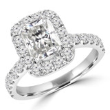 Radiant Diamond Cathedral Emerald Halo Engagement Ring in White Gold with Accents (MD220109) Radiant Diamond Cathedral Emerald Halo Engagement Ring in White Gold with Accents (MD220109)