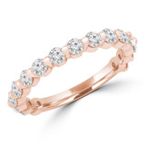Round Lab Created Diamond  3/4 Way Shared Prong Semi-Eternity Anniversary Wedding Band Ring in Rose Gold (MD250058)