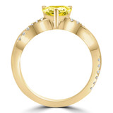 Heart Vivid Yellow Diamond Twisted Solitaire with Accents Engagement Ring in Yellow Gold (MD230013) Heart Vivid Yellow Diamond Twisted Solitaire with Accents Engagement Ring in Yellow Gold (MD230013)