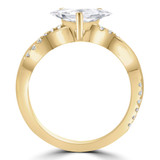Heart Diamond Twisted 3-Prong Solitaire with Accents Engagement Ring in Yellow Gold (MD230106)