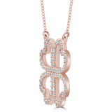 Round Diamond Four-heart Clover Necklace in Rose Gold (MD210278) Round Diamond Four-heart Clover Necklace in Rose Gold (MD210278)