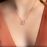 Round Diamond Four-heart Clover Necklace in Rose Gold (MD210278) Round Diamond Four-heart Clover Necklace in Rose Gold (MD210278)