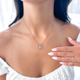 Round Diamond Four-heart Clover Necklace in Rose Gold (MD210278)