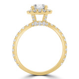 Round Diamond High Set Halo Engagement Ring in Yellow Gold with Accents (MD220116)