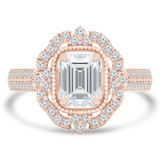 Emerald Lab Created Diamond Vintage Two-row Floral Halo Engagement Ring in Rose Gold (MD250010) Emerald Lab Created Diamond Vintage Two-row Floral Halo Engagement Ring in Rose Gold (MD250010)