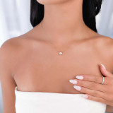 Round Diamond Bezel Set Necklace in Yellow Gold (MD230197)