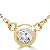 Round Diamond Bezel Set Solitaire Necklace in Yellow Gold (MD220073)
